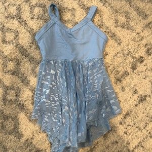 Girls blue leotard with attached skirt